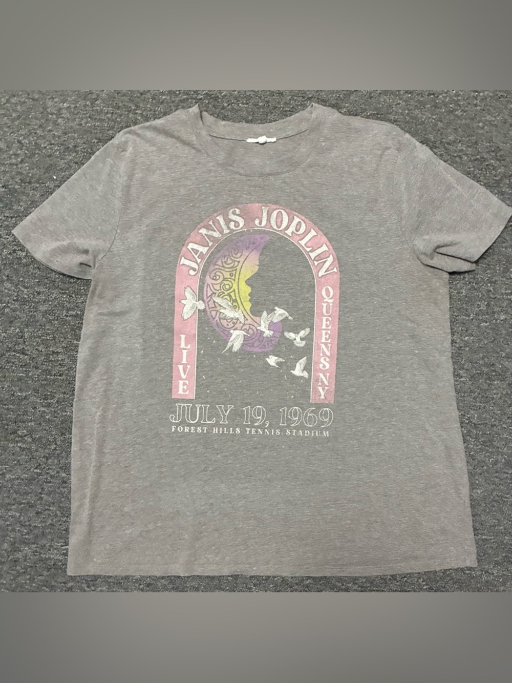 Janis Joplin Gray Graphic Tee - Pink & Purple Accent